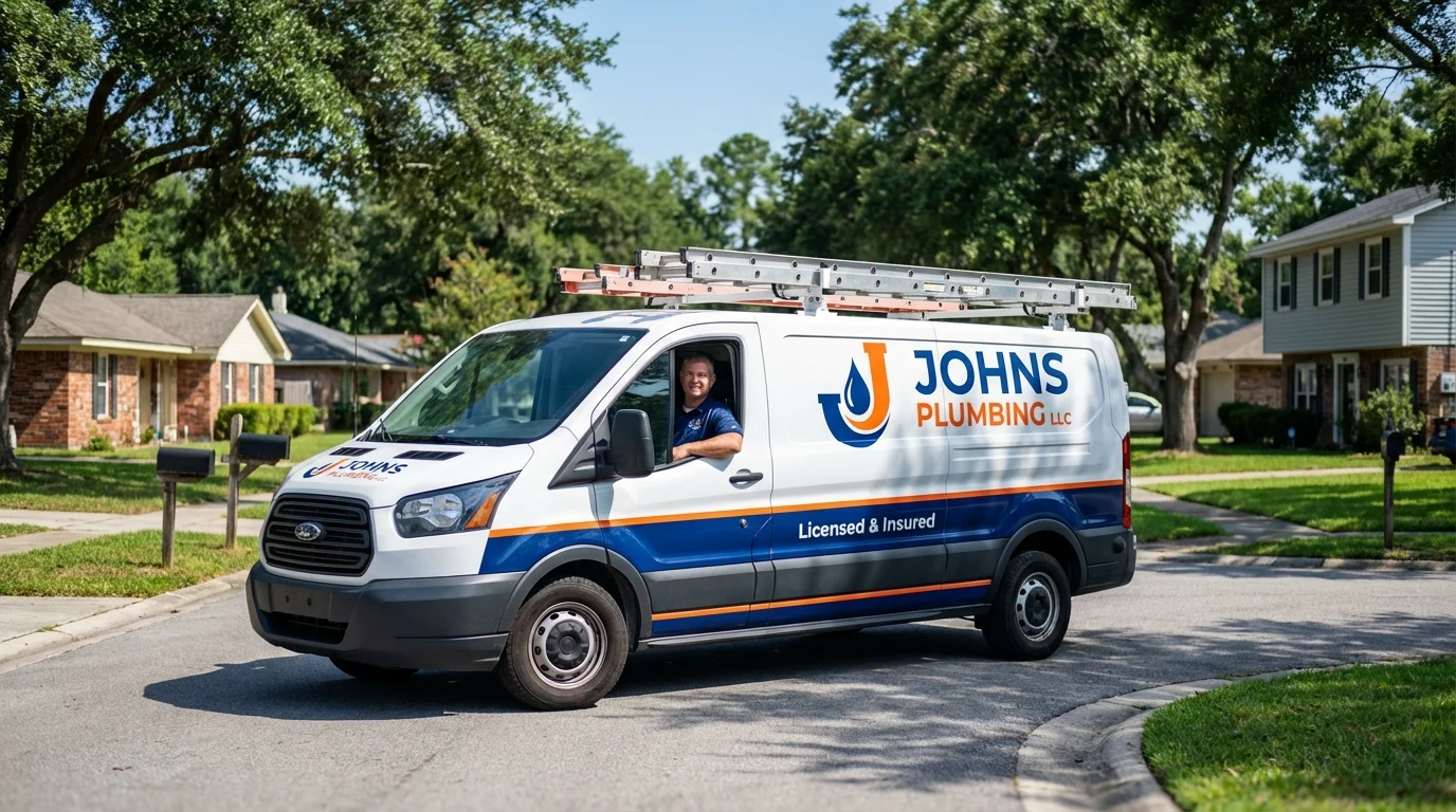 Johns Plumbing LLC service van in Clinton Township, MI