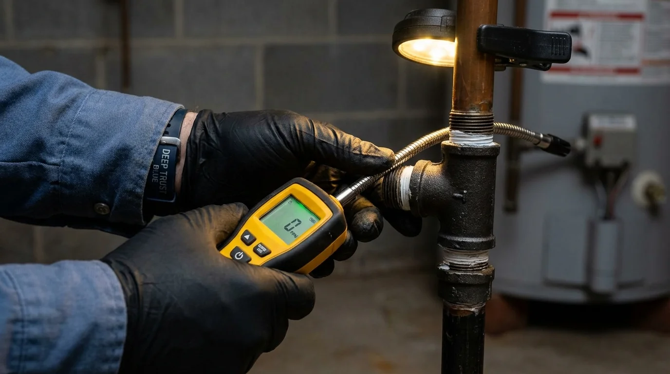 Gas leak detection with electronic sniffer by Johns Plumbing LLC in Clinton Township