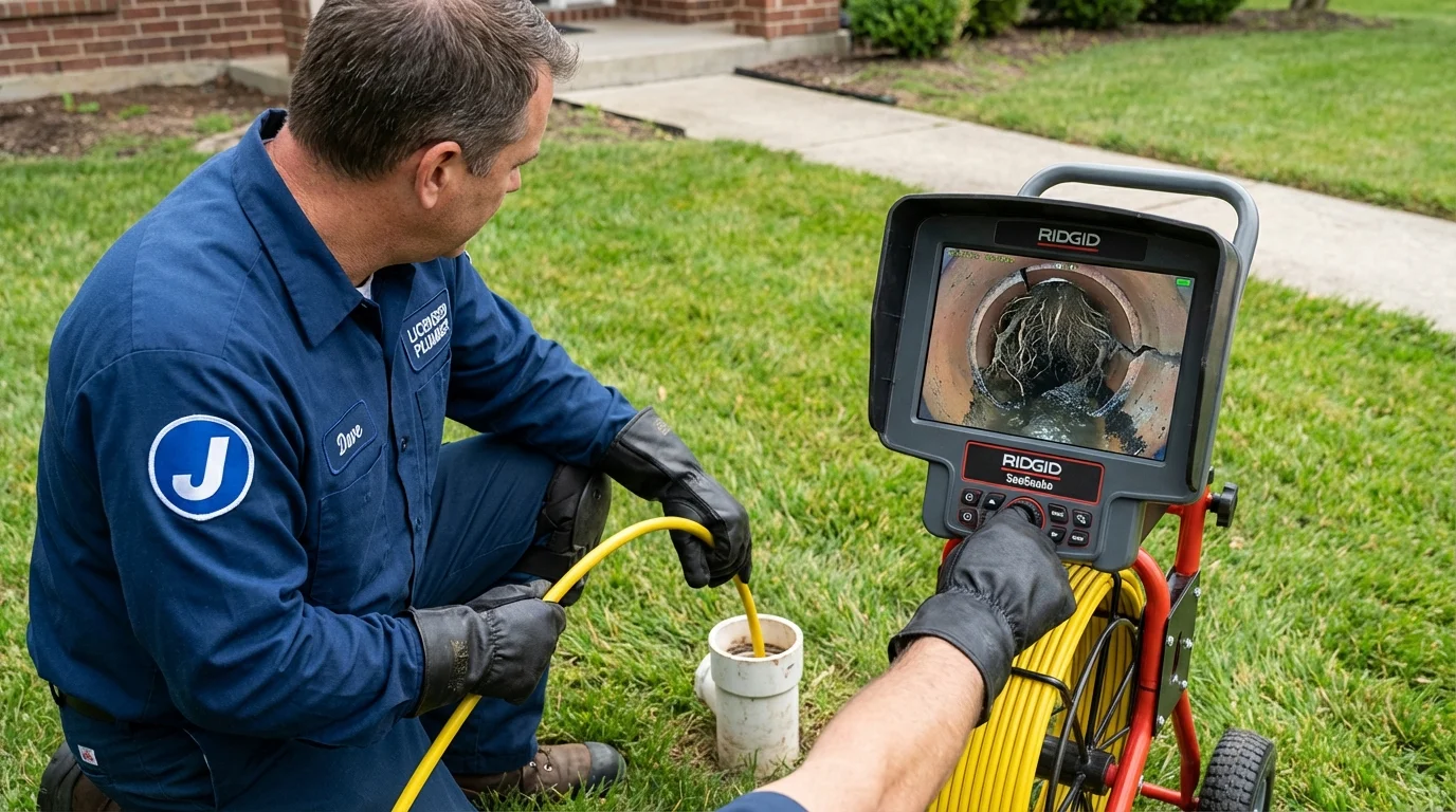 Sewer camera inspection being performed by Johns Plumbing LLC in Clinton Township
